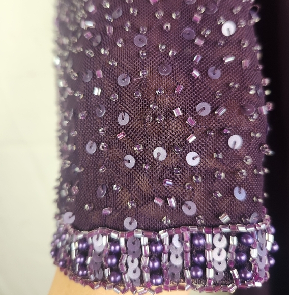 Alyce Long Sleeve Hand Beaded Mother of The Bride Formal Dress Gown Eggplant 8 - Picture 11 of 16
